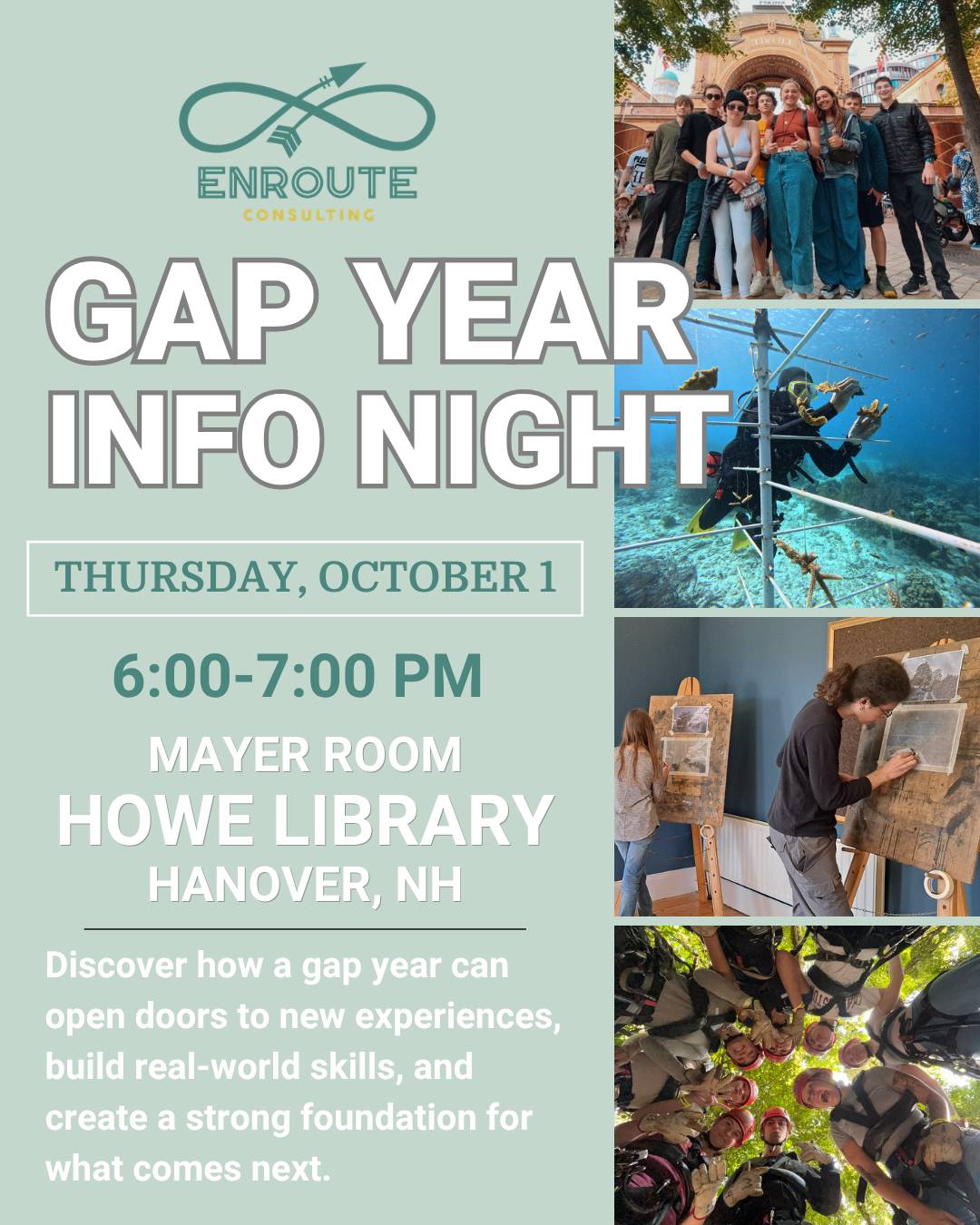 Gap Year Information Night at the Howe Library, Oct 1